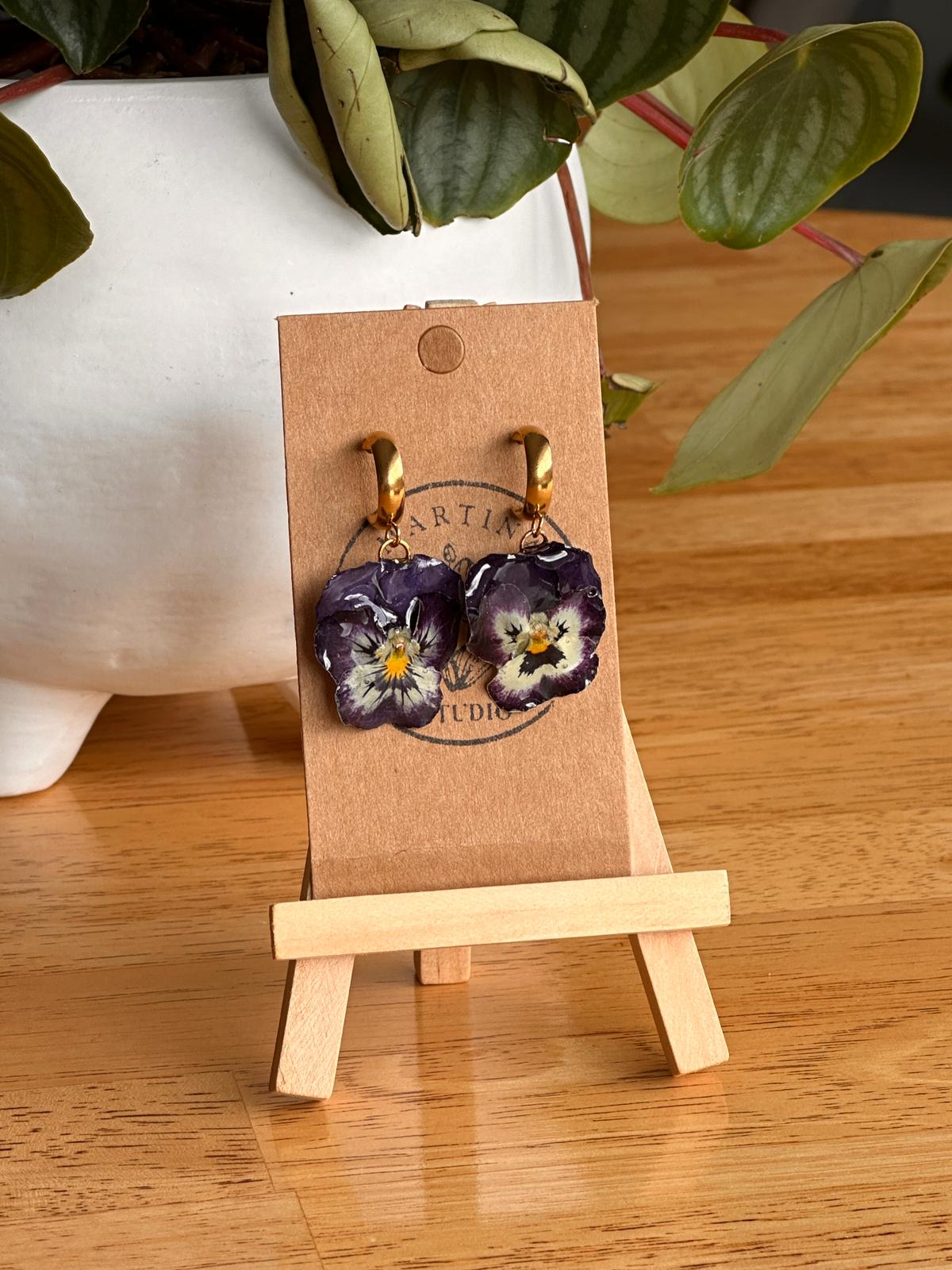 Purple Pansy Earrings