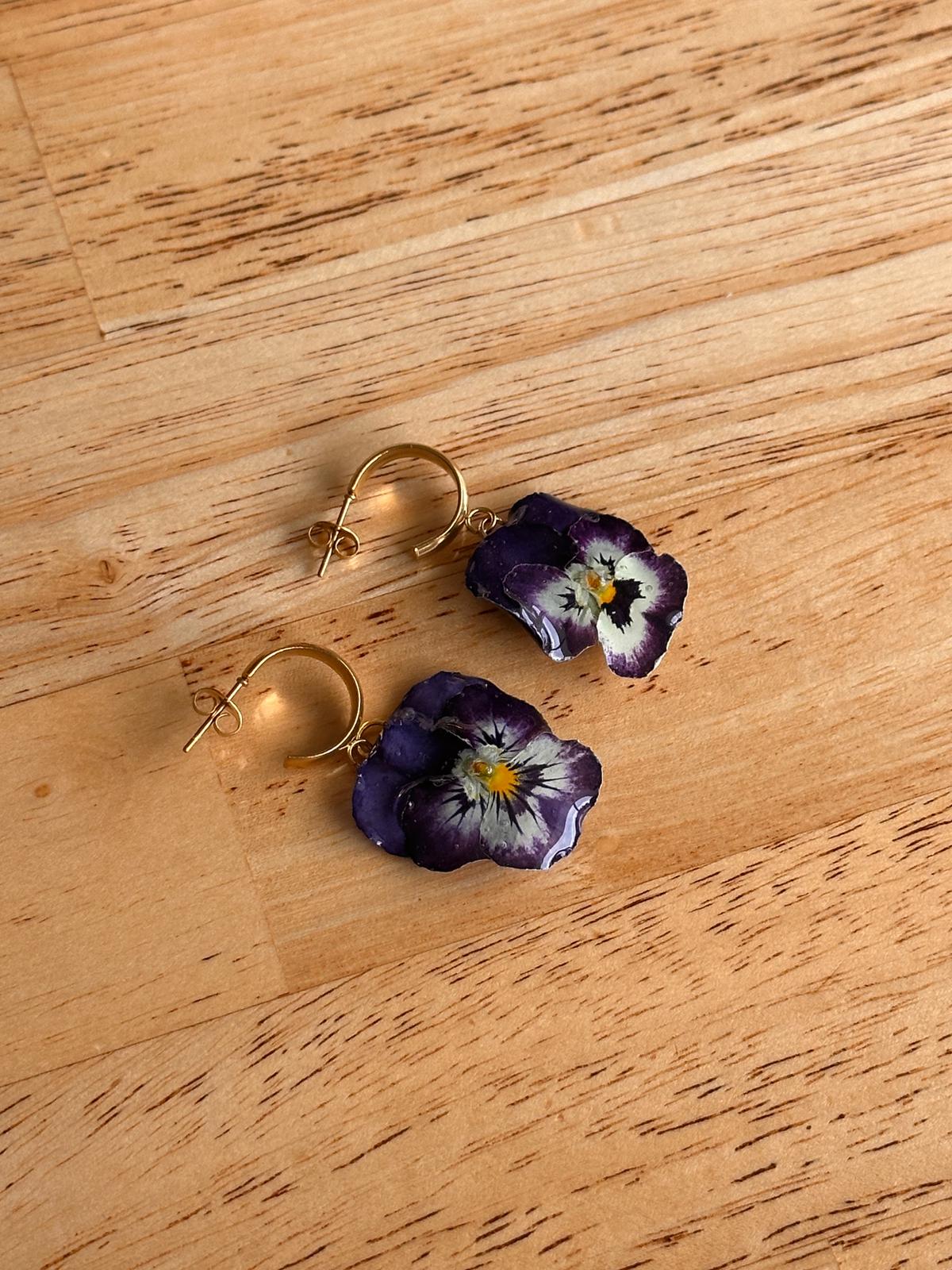 Purple Pansy Earrings