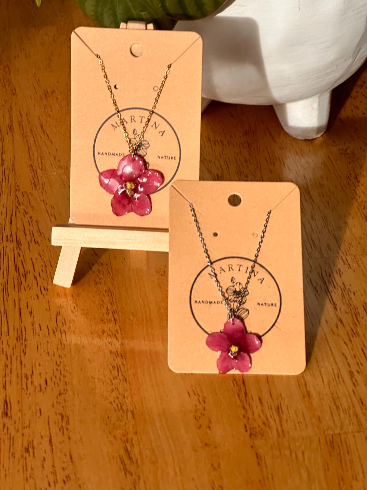 Pink African Violet Necklace