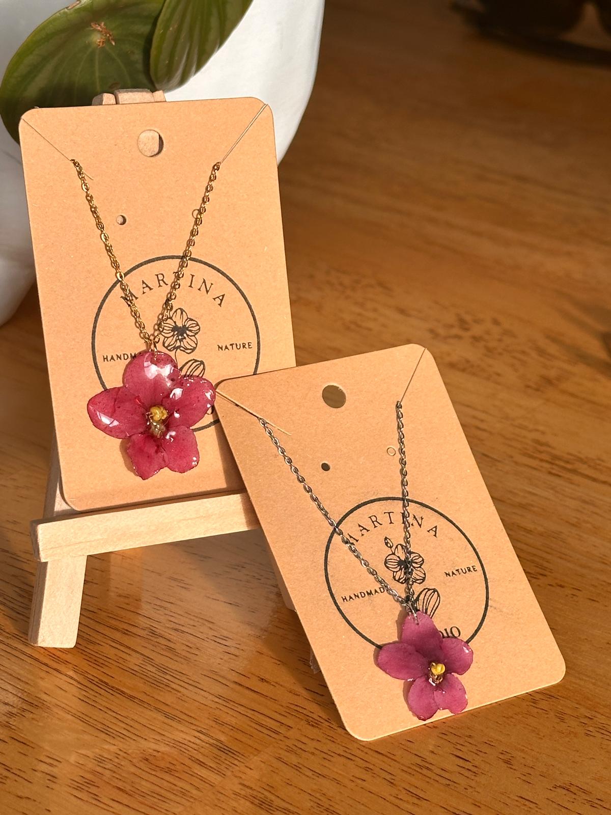 Pink African Violet Necklace